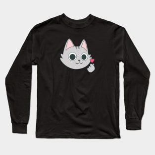 Cat-pop finger heart Long Sleeve T-Shirt